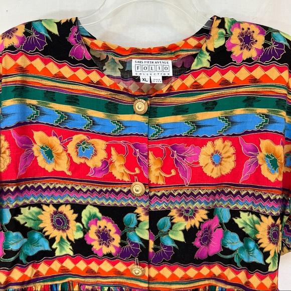 Saks Fifth Avenue Folio Collection Dress Sz XL.  Multicolored.  Cotton/rayon - Picture 3 of 8